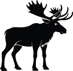 moose silhouette, deer silhouettes vector black  