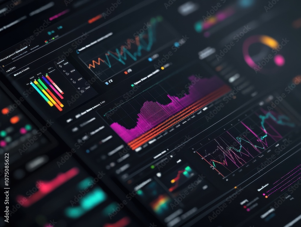 Poster sleek digital dashboard interface displaying interactive data visualizations and analytics trends in