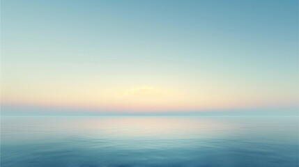 Serene Seascape: A minimalist pastel sunrise over a calm ocean, evoking tranquility and peace. Perfect for meditation, spa, or wellness concepts. 