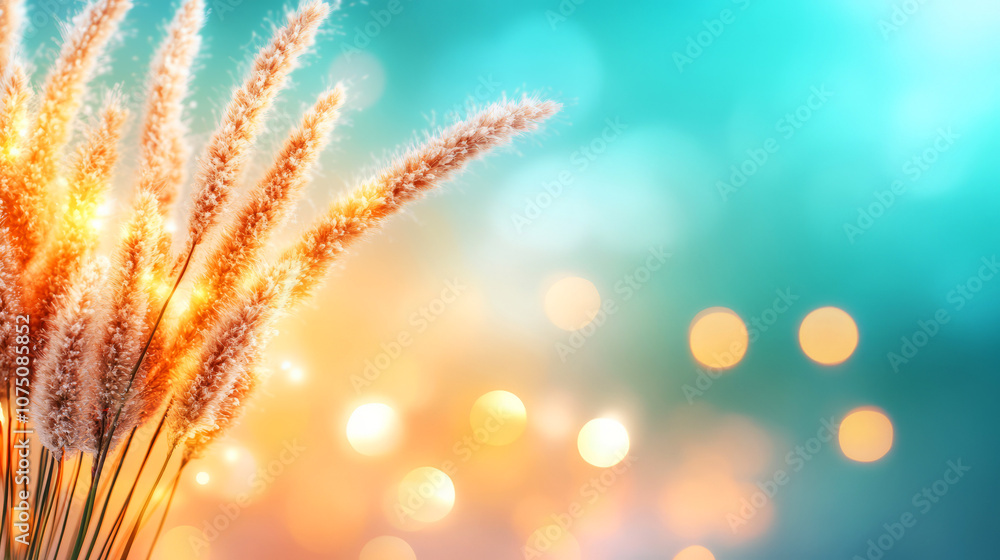 Poster soft focus flora with blurred bokeh background in gentle hues, capturing the serenity of nature and 
