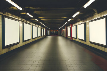 Photo Empty Subway Platform Mockup Advertisement