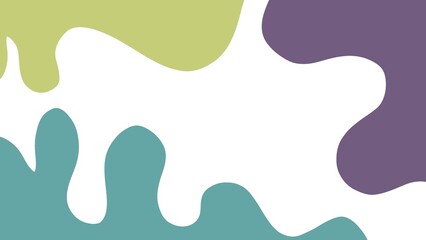 Minimalist abstract background with organic, colorful shapes in green, purple, and teal tones on white. Ideal for modern, creative, and playful design projects.
