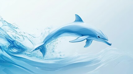 Blue Dolphin Leaping Through Water Splashes