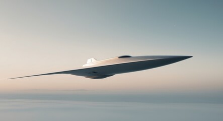 A massive spacecraft glides through the sky.