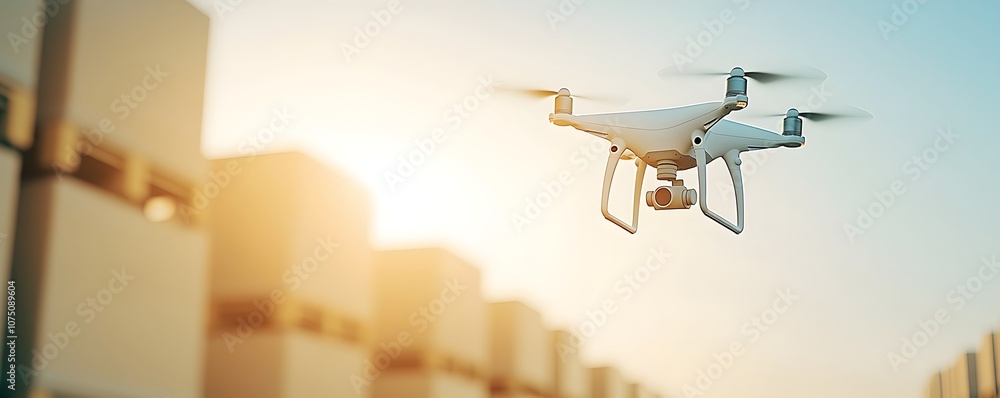 Poster drone technology in action - efficient inventory management and stock auditing in outdoor storage ya