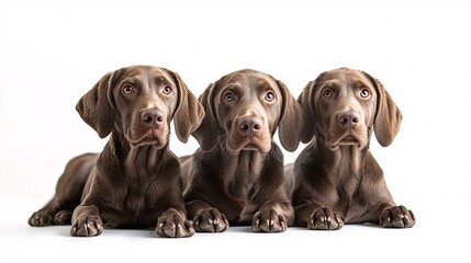 Three Adorable Brown Puppies on a White Background: A Captivating Studio Portrait