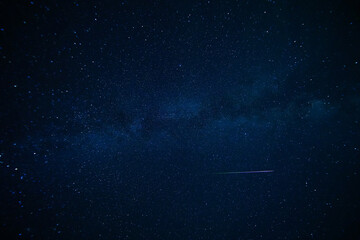 stary night with milky way and shooting star