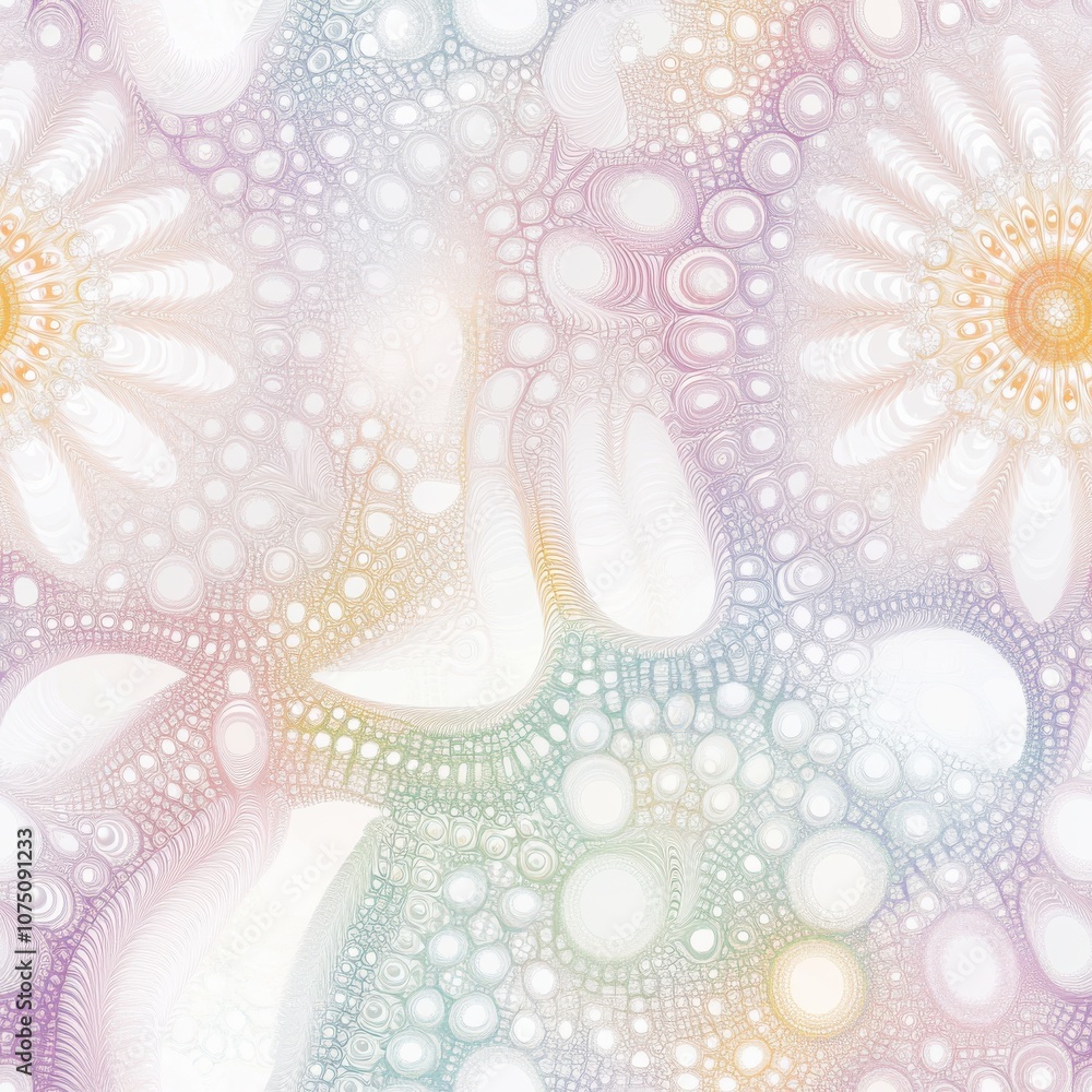 Poster intricate seamless pattern with pastel colors and floral motifs creating a soothing visual experienc