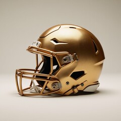 Fototapeta premium A 3D golden football helmet against a solid backdrop gold helmet render