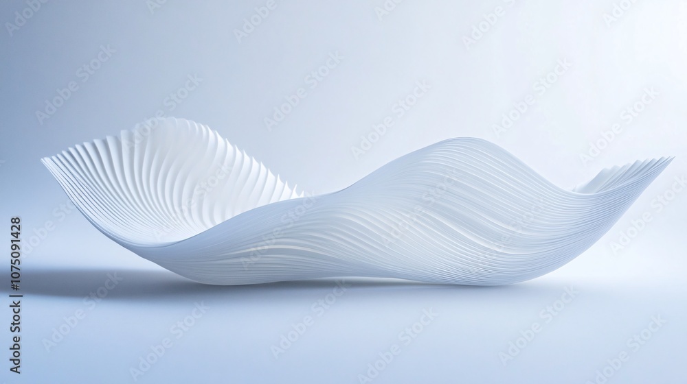 Poster abstract white wave - a captivating 3d render of flowing lines and smooth curves