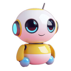 Cute Robot Character with Bright Eyes and Antenna