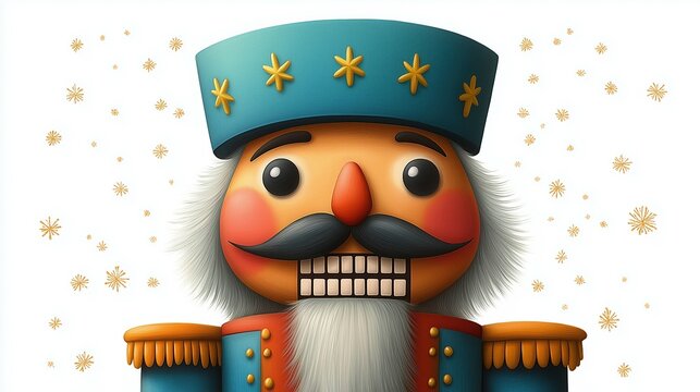 Portrait of the Nutcracker, Christmas cartoon style.
