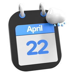 April Calendar Raining Cloud 3D Illustration Day 22