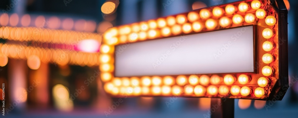 Poster colorful lighted signboard with empty space for text display.