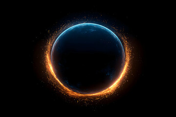 Fototapeta premium 3D Illustration Planet Fire Ring Space Universe Dark Abstract Background