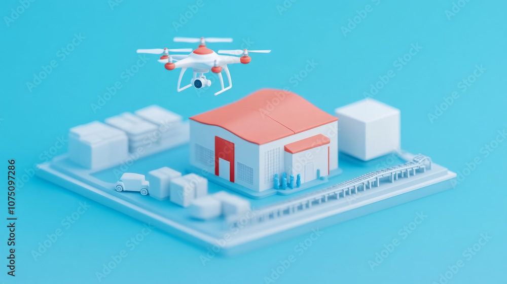 Aufkleber smart automated delivery center with drone and conveyor systems for futuristic high-tech logistics