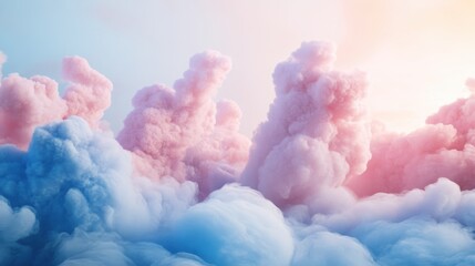 Fototapeta premium Soft cloud formations, pale pink and blue with gentle gradients.