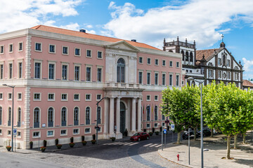 Obraz premium A view from the medieval fort across the San Francisco Field road in Ponta Delgada on the island of Sao Miguel in the Azores in summertime