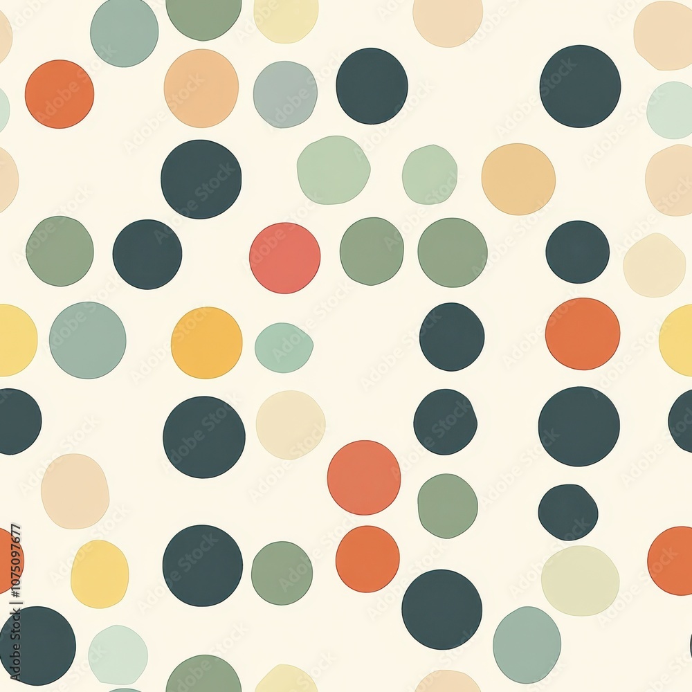Aufkleber Vintage polka dot pattern featuring muted colors arranged in an artistic layout suitable for various design projects