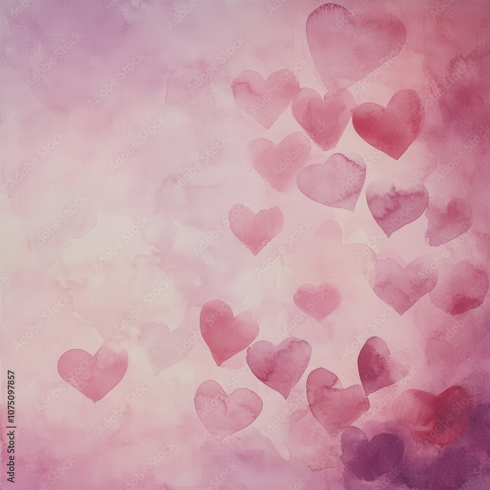 Poster pastel background with delicate hearts drifting softly in a dreamy atmosphere perfect for romantic o