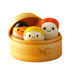 Adorable Kawaii Buns in a Steamer Basket