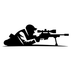 Obraz premium Sniper Silhouette in a Clear, Minimalist Design