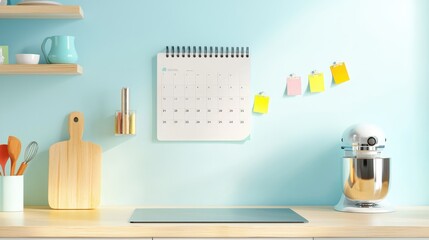 Family planner calendar for 2025 displayed on a kitchen wall, marked with events and colorful sticky notes.