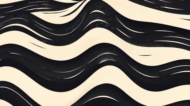 A black and white pattern of wavy lines, created with a brush, creates a visually appealing abstract design