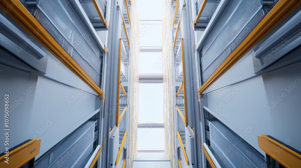 Poster multi-level distribution hub with automated forklifts and logistics