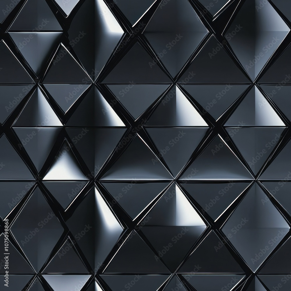 Poster a captivating futuristic metallic pattern featuring reflective surfaces and geometric shapes in a sl