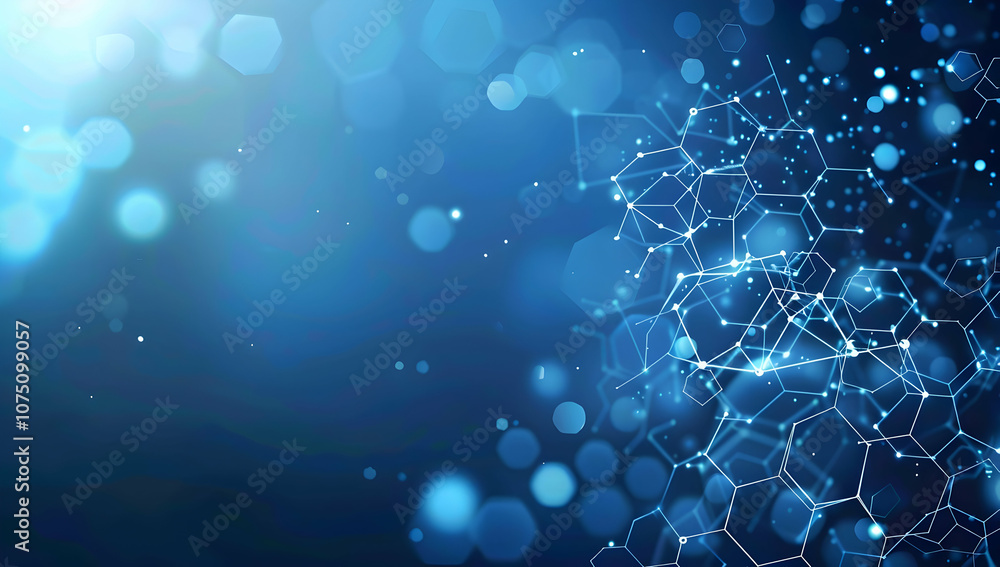 Poster blue background with a hexagonal pattern for a technology and science vector banner design