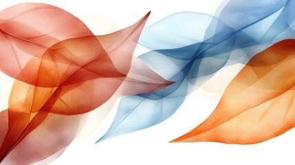 Obraz premium Abstract Flowing Leaves in Warm Red and Cool Blue Tones with a Soft, Ethereal Quality, Perfect for Backgrounds and Creative Projects