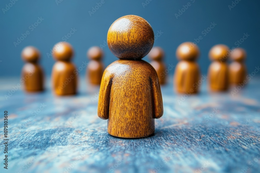 Aufkleber wooden figures representing diversity and team dynamics in a conceptual illustration of collaboratio