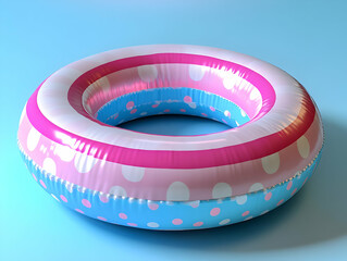 3D Pink and Blue Polka Dot Inflatable Ring
