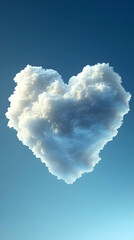 3D Heart Cloud Love Romance Sky Blue Illustration