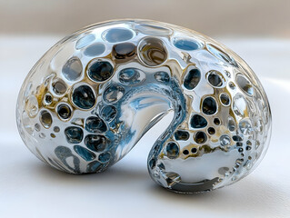 3D Render Abstract Silver Metallic Bubble Illustration