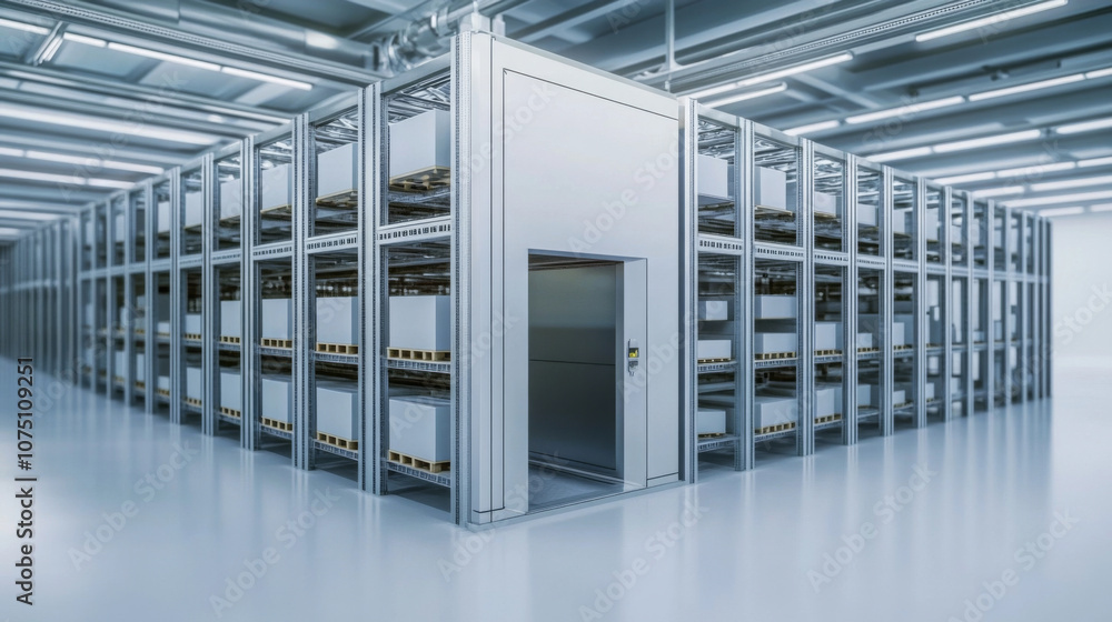Aufkleber futuristic logistics tower for automated package sorting and distribution