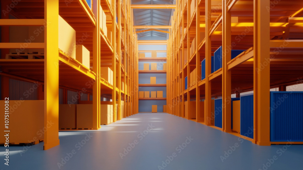 Poster centralized shipping hub with efficient storage and delivery systems,3d