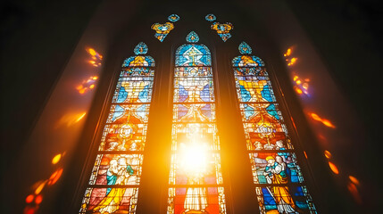 Photo - Radiant Church Stained Glass Window Art in Sunlight