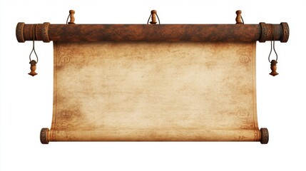 Obraz premium An empty vintage scroll ready for your text or design, ideal for creative projects.