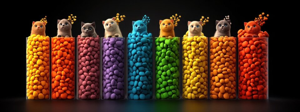 Brightly colored bar chart with pet food icons, representing price changes in pet food industry