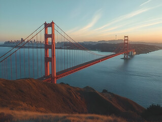 Photo Golden Gate Bridge San Francisco Sunset California USA