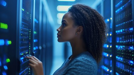 Woman IT Specialist Managing Network Infrastructure