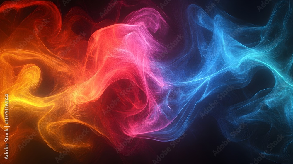 Poster Mesmerizing Abstract Colorful Digital Painting with Fluid Geometric Patterns