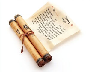 Ancient scrolls showcasing traditional writing and cultural heritage.