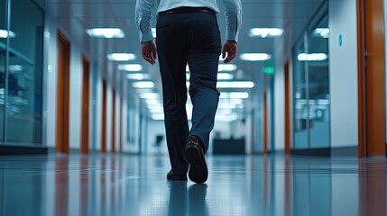 Fototapeta premium Businessman walking in modern office hallway.