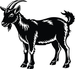 Siberian goat silhouette, black dairy goat vector