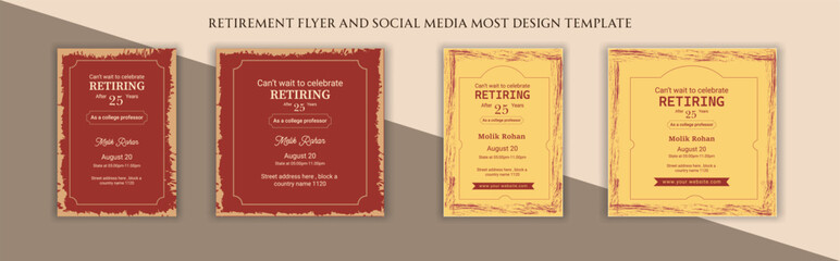 Bundles of retirement party invitation, square banner, instagram story and a4 poster, vector illustration eps 10 for you.