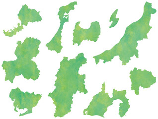 中部地方 県 イラストセット