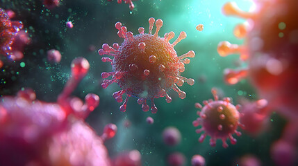 Fototapeta premium 3D Illustration Virus Cells Pandemic Outbreak